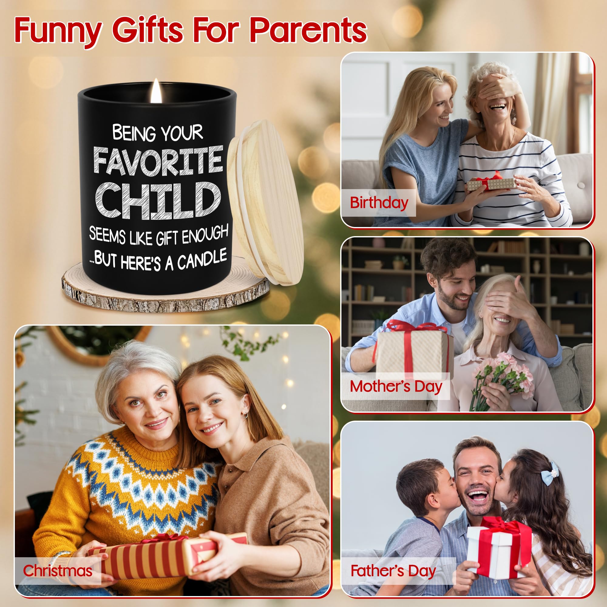 TEEZWONDER Mothers Day Gifts for Mom from Daughter Son - Favorite Child Vanilla Lavender Candle 10 oz - Dad Mom Birthday Gifts, Funny Gift for Grandma Grandpa, Scented Candles for Men Women