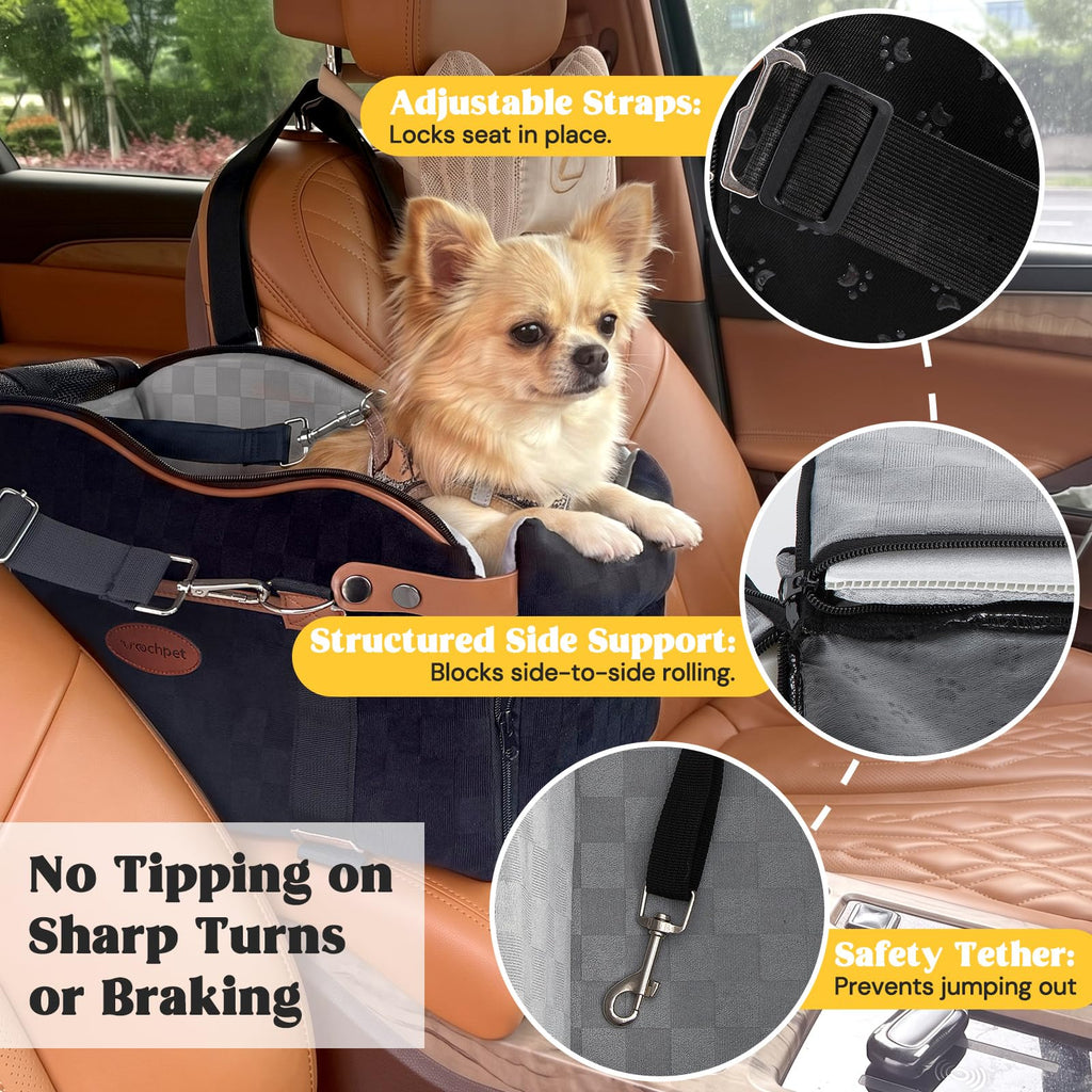 WOOCHPET Dog Car Seat for Small Pets Sturdy Puppy Booster Bed with Elevated Window View Washable Travel Carrier up to 35 Lbs