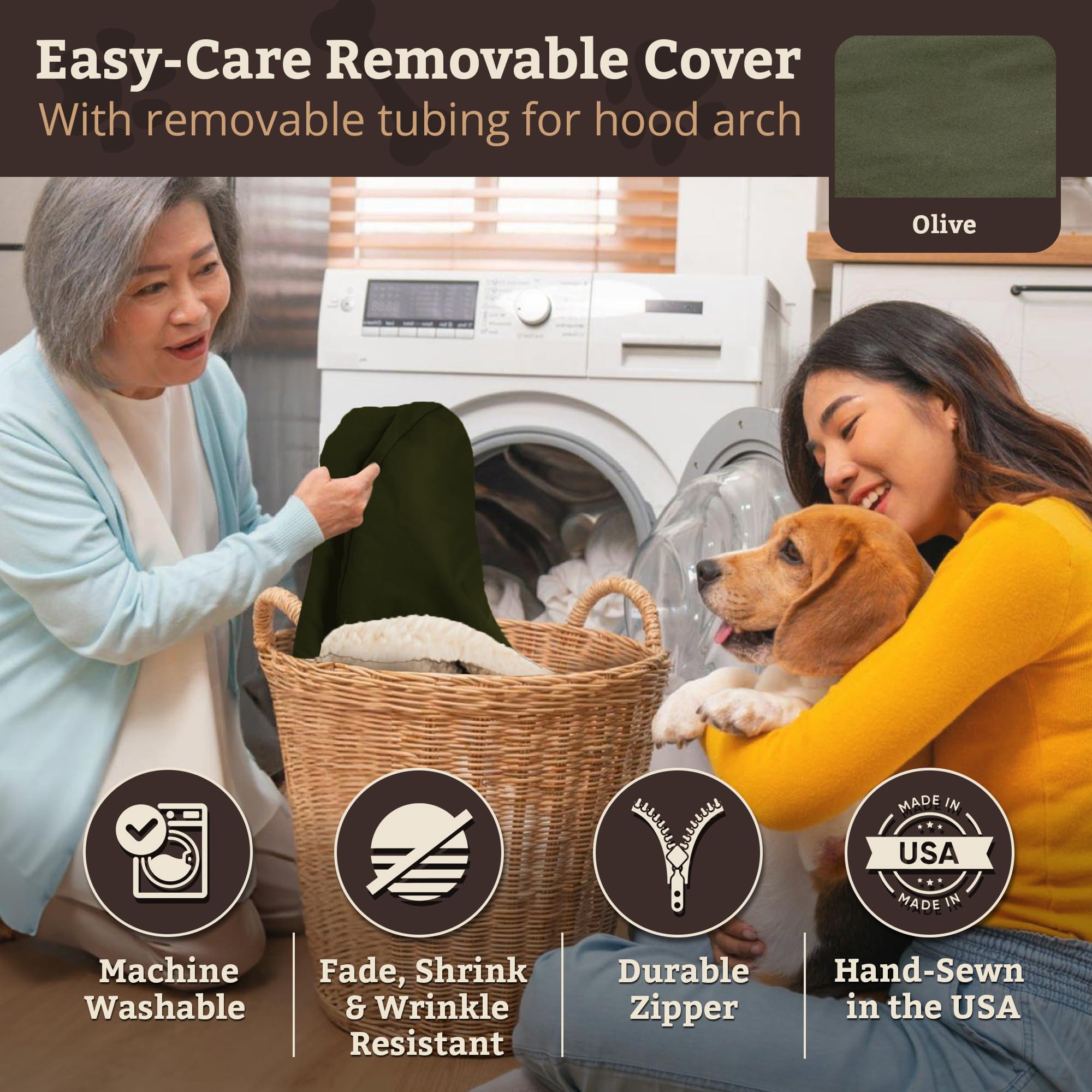 Snoozer Cozy Cave Dog Bed - Indoor Dog Bed with Cover Cave, Covered Calming Burrow for Small Sized Pets with Blanket Attached, Enclosed, Removable Washable Cover - Small, Navy