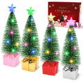 Mini Christmas Tree with Lights, 4 Pack Tabletop Christmas Tree with LED Lights for Indoor Christmas Decorations Holiday Party Ornagment, Christmas Centerpieces for Tables New Year Decoration(4)