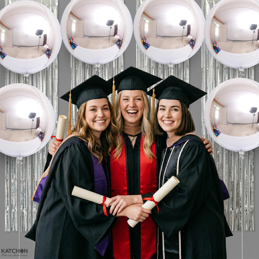 KatchOn, Big Silver Disco Ball Balloons - 22 Inch, Pack of 6 | Disco Party Decorations, 4D Sphere Disco Balloons for 70s Theme Party Decor, Bachelorette Party Decorations | Graduation Decorations 2026