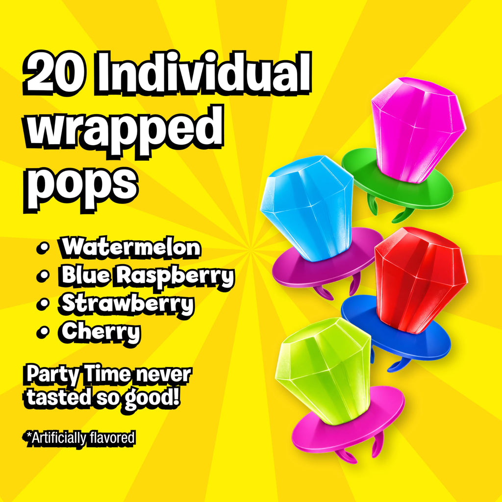 Ring Pop Lollipops - Bulk Candy Individually Wrapped Suckers Variety Party Pack- 50 Count w/Assorted Flavors - Hard Candy for Party Favors, Kids & Goodie Bags, 25 Ounce