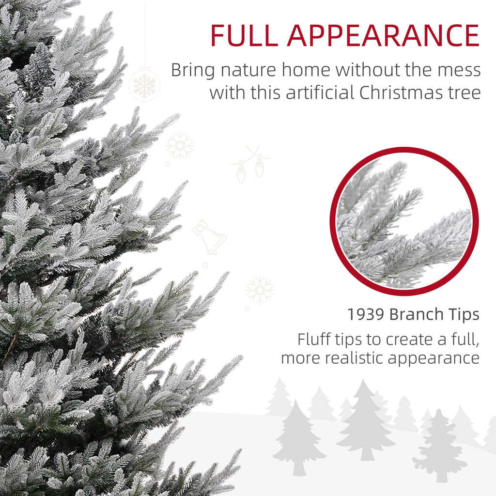 HOMCOM 7.5 Foot Artificial Christmas Tree, Nordic Pine Hinged Xmas Tree with 1218 Realistic Branches, Wide Steel Base, Auto Open, Green