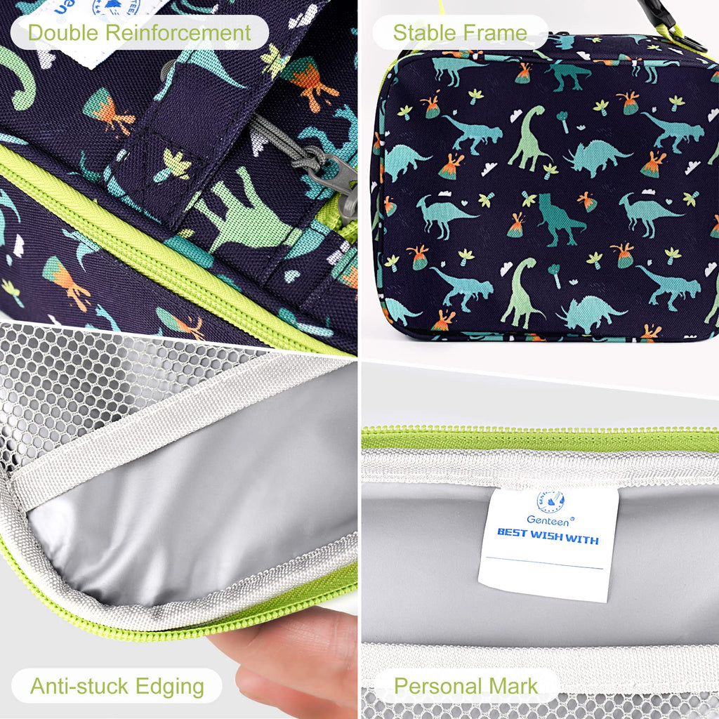 Genteen Lunch Box Kids, Insulated Lunch Bag Kids Boys Girls Back to School, Soft Lunch Box for Men Reusable Lunchbox for Office,Outdoor,School (Black)