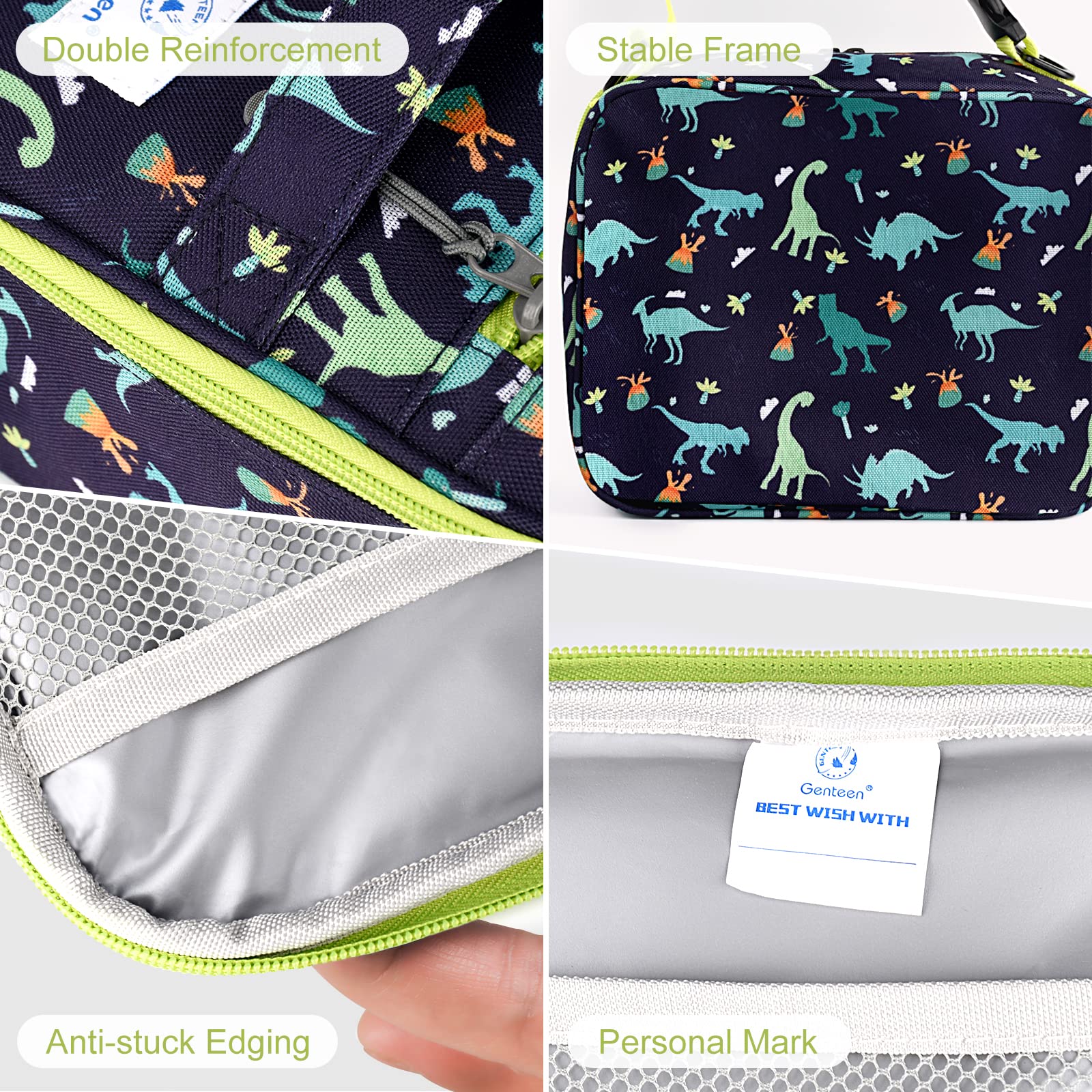 Genteen Lunch Box Kids, Insulated Lunch Bag Kids Boys Girls Back to School, Soft Lunch Box for Men Reusable Lunchbox for Office,Outdoor,School (Black)