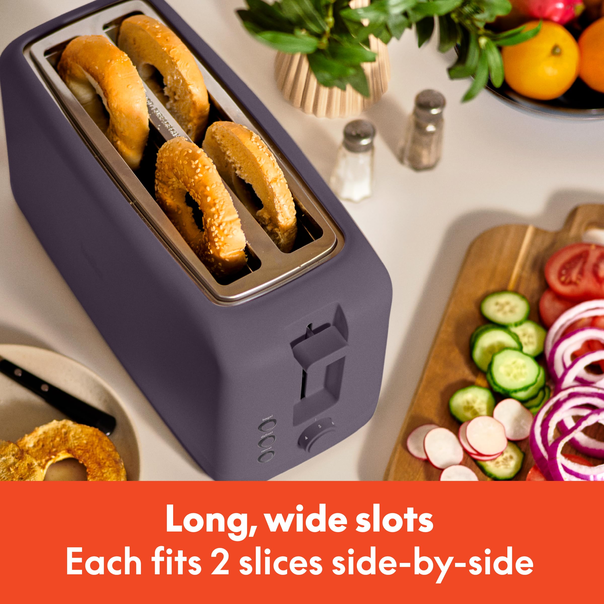 bella 2 Slice Slim Toaster, Fits-anywhere™ Kitchenware, 6 Setting Shade Control with Reheat & Cancel Buttons, Fits Sourdough, 10” Long Slot, Anti Jam & Auto Shutoff, 900 Watt, Surf