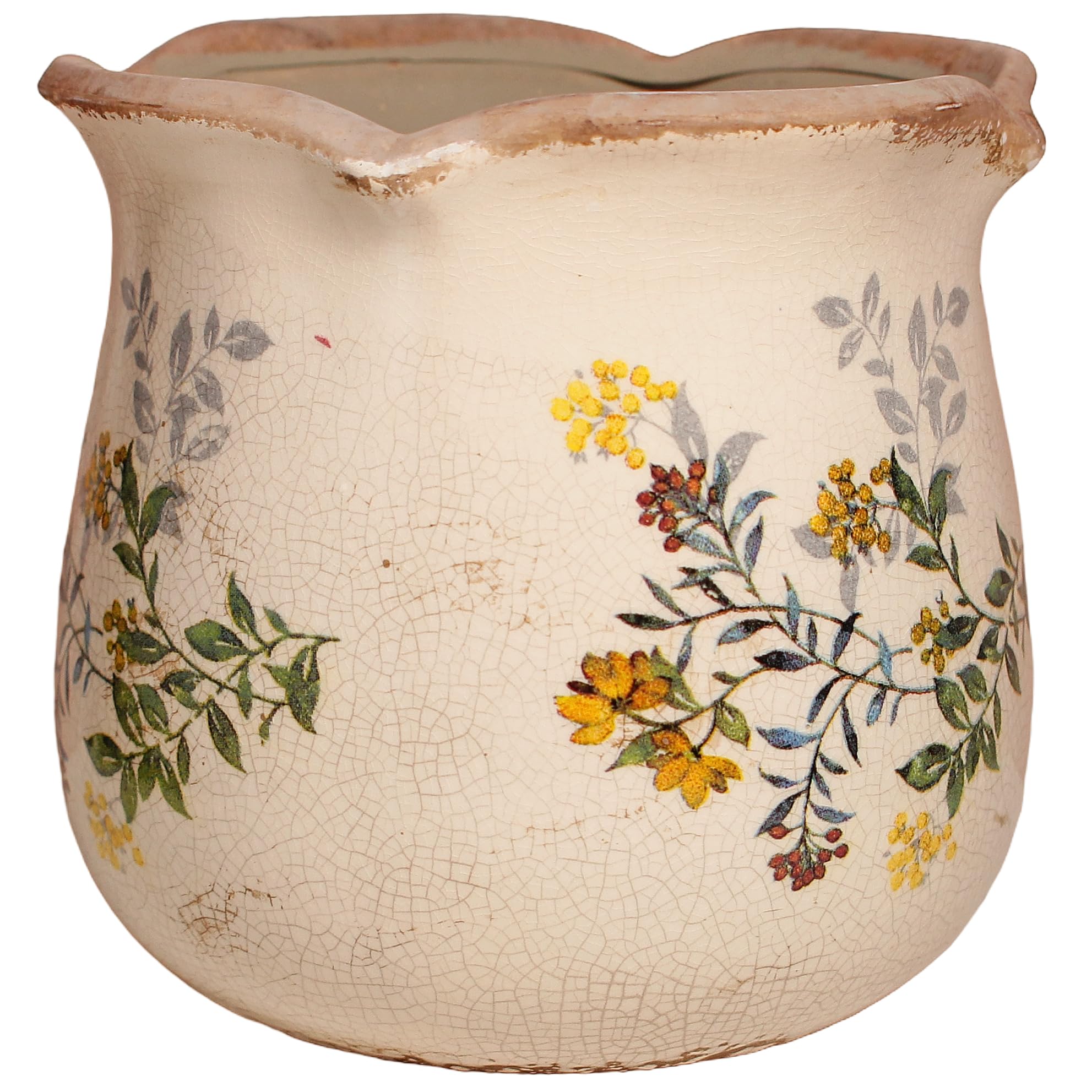 Ceramic Pots for Plants, Vintage Plant Pot with Drainage Hole, 6.11in. Planter for Indoor Plants, Crackle Glaze Finish Flower Pot, Perfect Tuscan Ceramic Planter for Gardening, Antique Blue Meadow