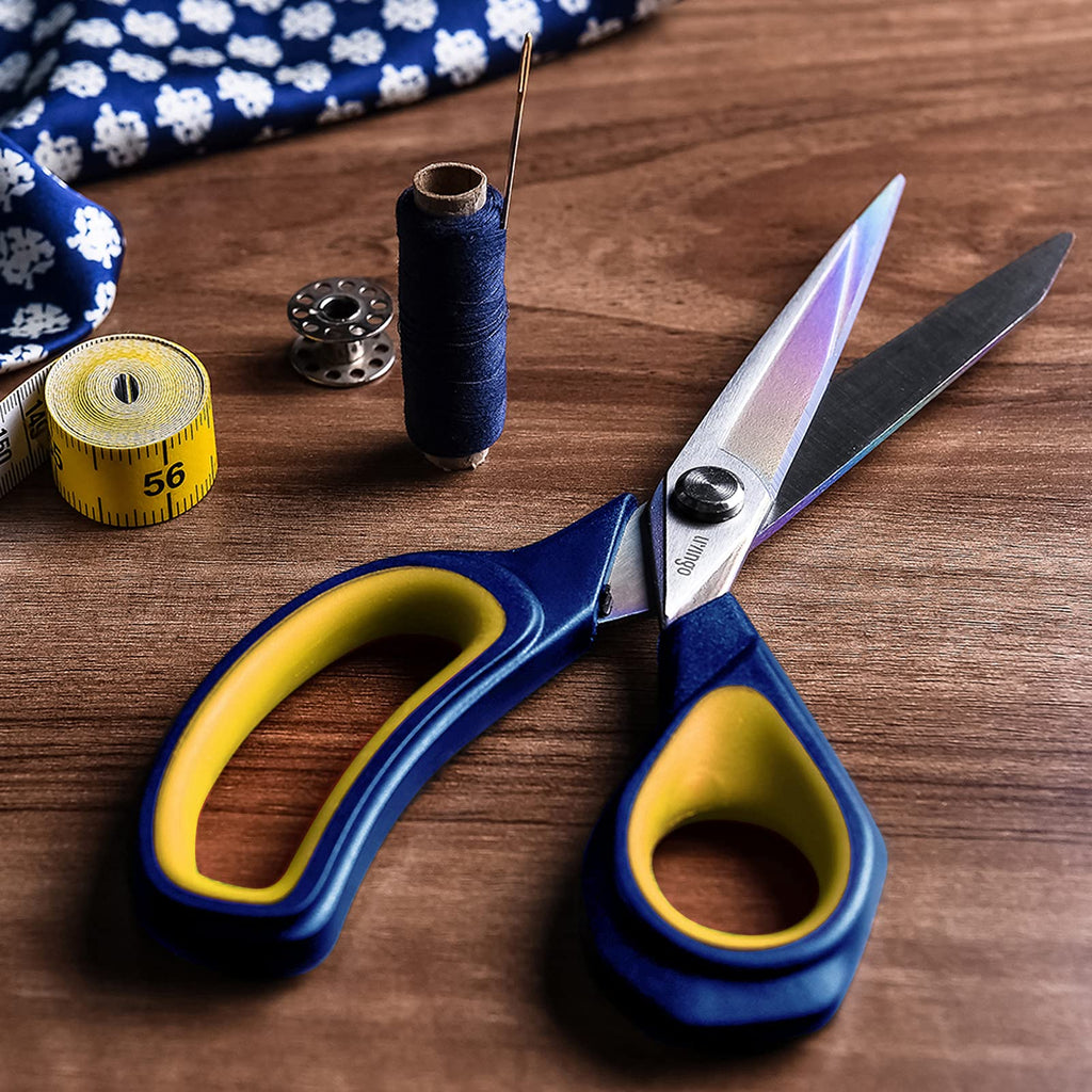 LIVINGO Premium Tailor Scissors Heavy Duty Multi-Purpose Titanium Coating Forged Stainless Steel Sewing Fabric Leather Dressmaking Comfort Grip Shears Professional Crafting (9.5 INCH)
