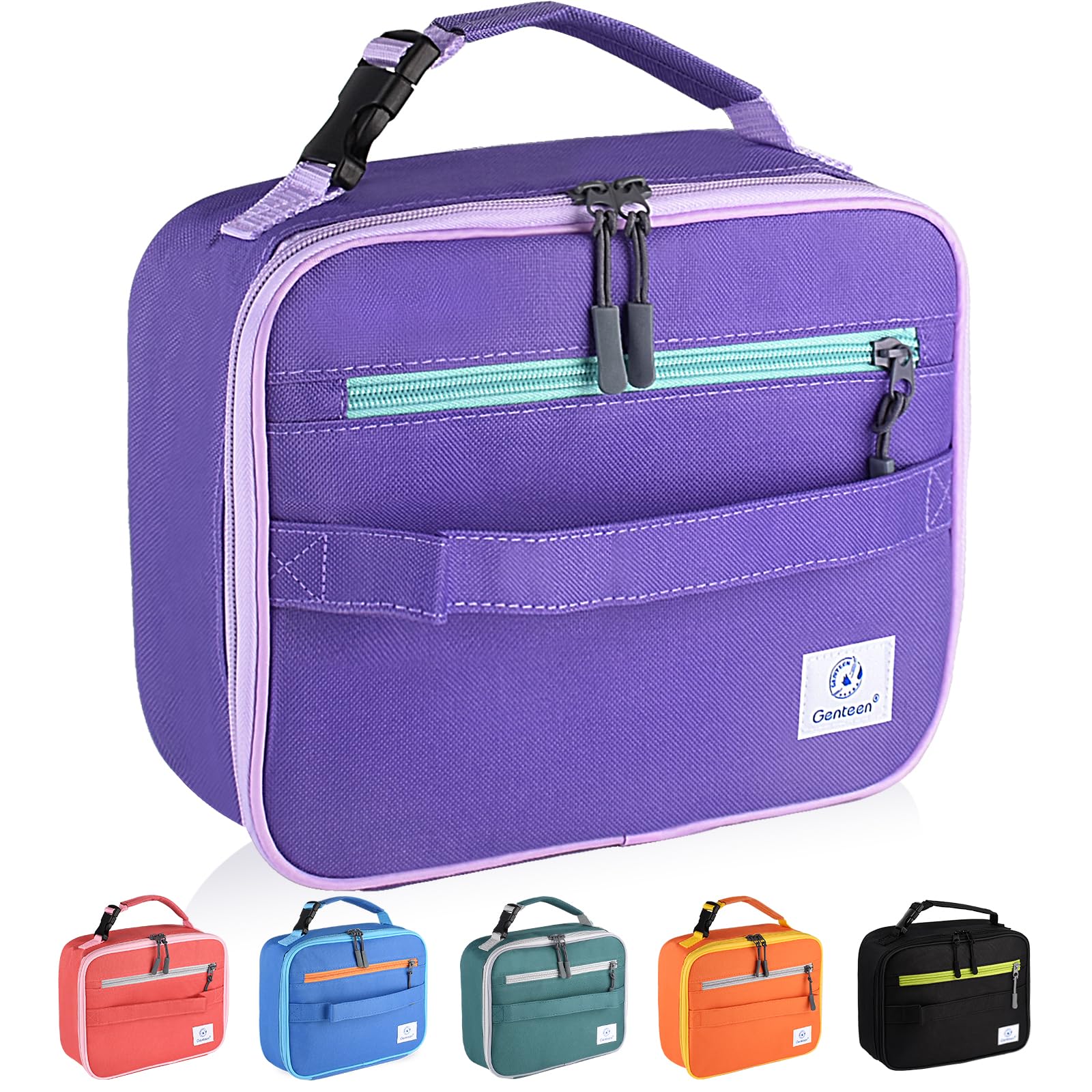 Genteen Lunch Box Kids, Insulated Lunch Bag Kids Boys Girls Back to School, Soft Lunch Box for Men Reusable Lunchbox for Office,Outdoor,School (Black)
