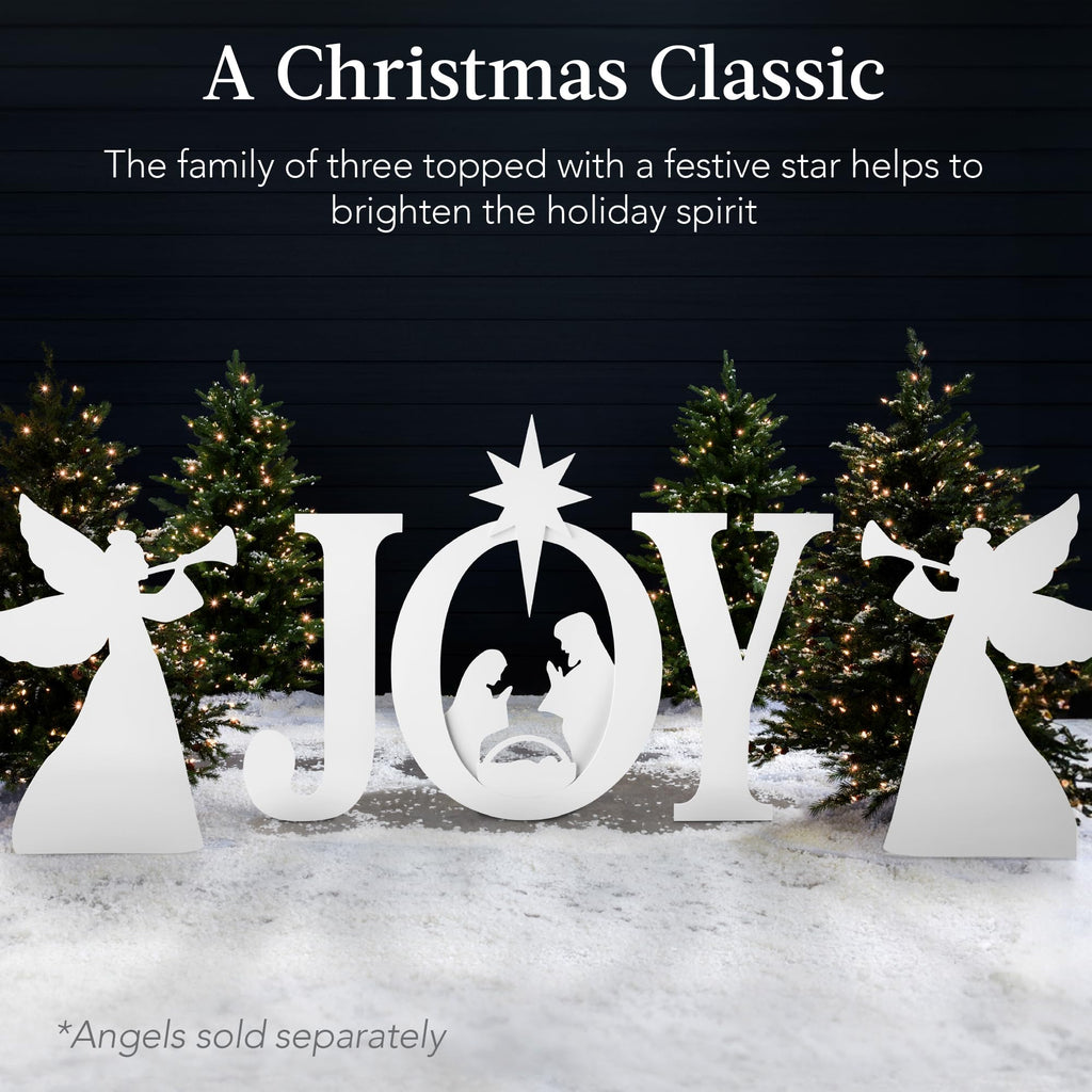 Best Choice Products 46in Outdoor JOY Christmas Nativity Decoration, 3 Piece Yard Decor Sign Holy Weather Resistant PVC Silhouette for Garden - Red/White