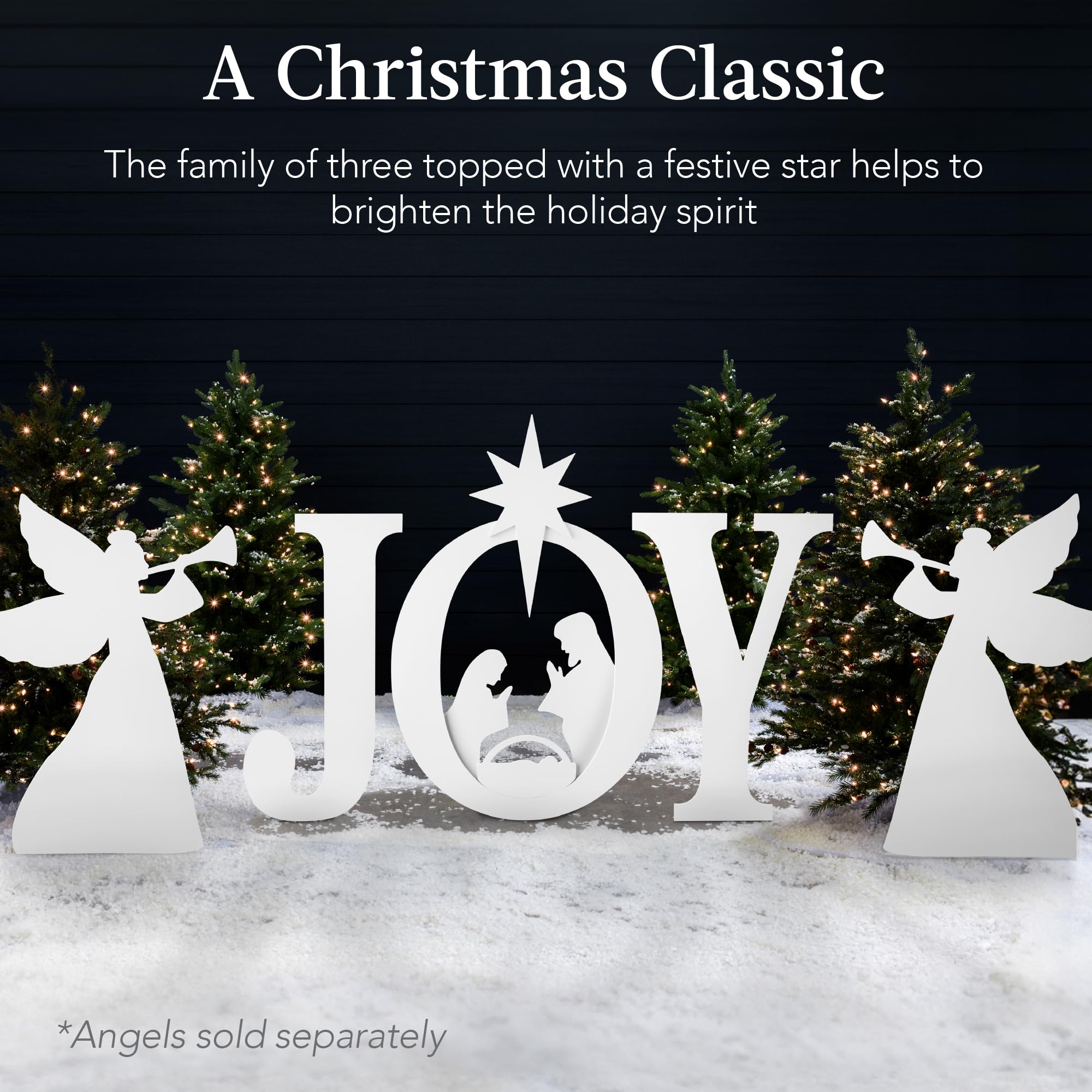 Best Choice Products 46in Outdoor JOY Christmas Nativity Decoration, 3 Piece Yard Decor Sign Holy Weather Resistant PVC Silhouette for Garden - Red/White