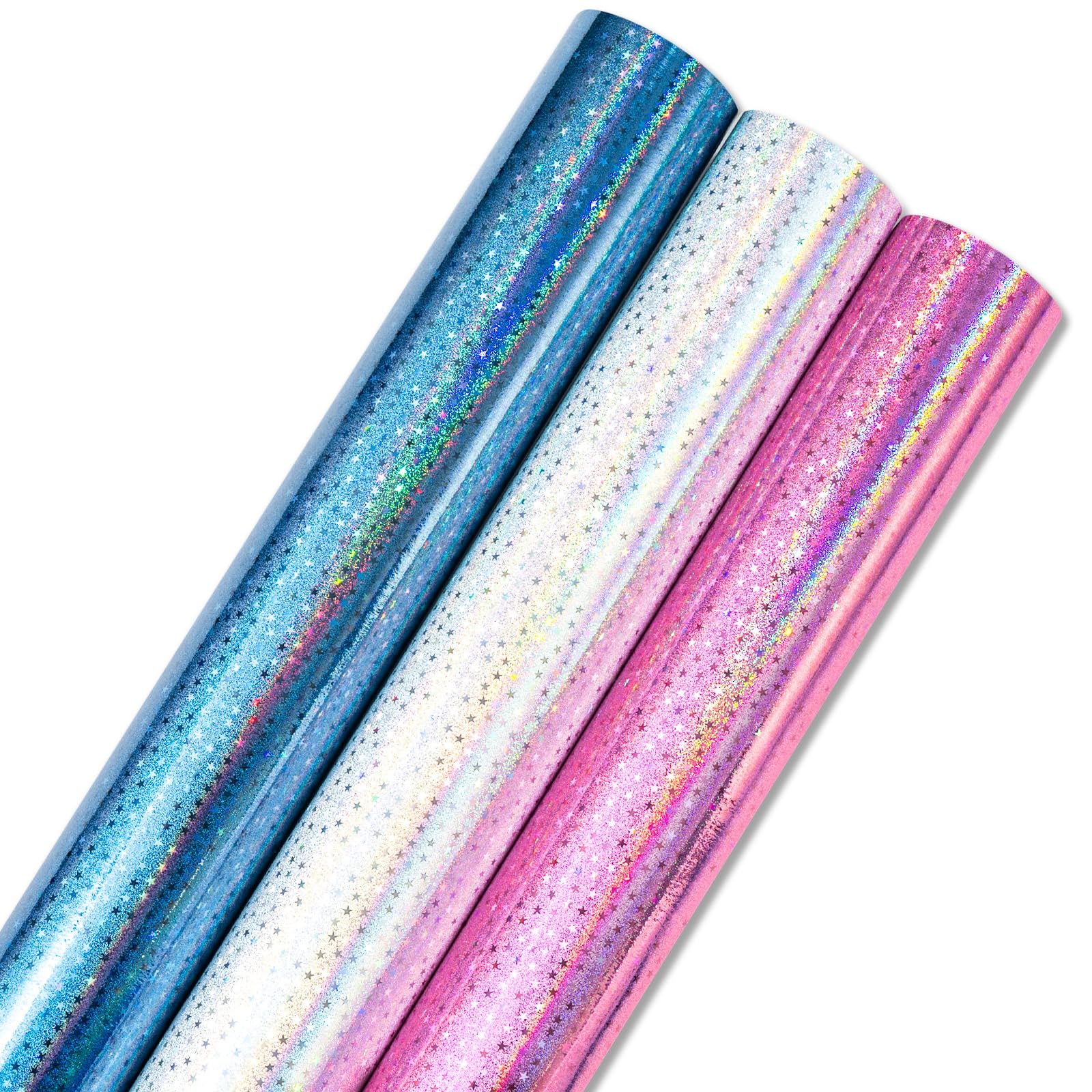 Burymento Black Wrapping Paper Roll, Metallic Holographic Stripe Gift Wrap for Birthday, Valentines, Mothers day, Graduation, Wedding, Fathers day, Baby Shower, Christmas (17 IN x 32.8 FT)