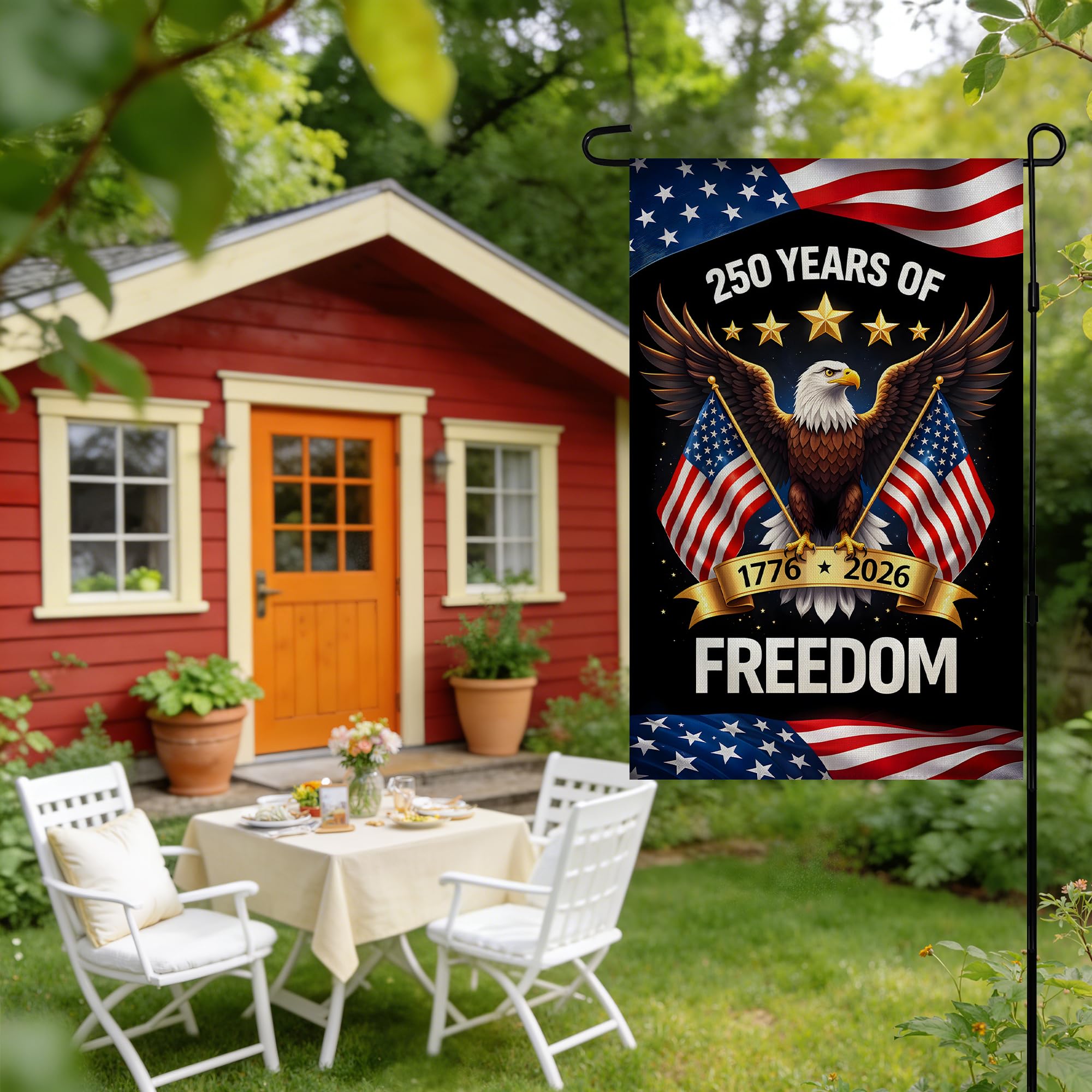 4th of July Decorations - Patriotic Stars Welcome Garden Flag | Double Sided Fourth of July Accessories Patriotic Banner | 250 Anniversary USA Merchandise for Garden Yard Porch Patio Lawn Outdoor Outside Decor
