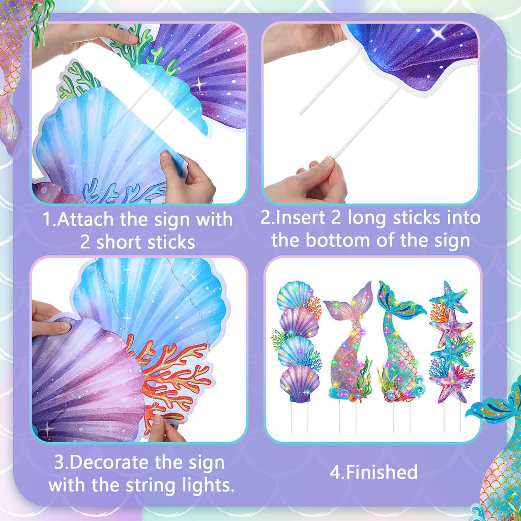 Bencailor 4 Pcs Summer Outdoor Yard Decoration Summer Beach Pool Yard Signs with Stakes LED Hawaiian Themed Party Supplies Beach Ball Surfboard Slipper Decor for Outdoor Lawn Garden Patio