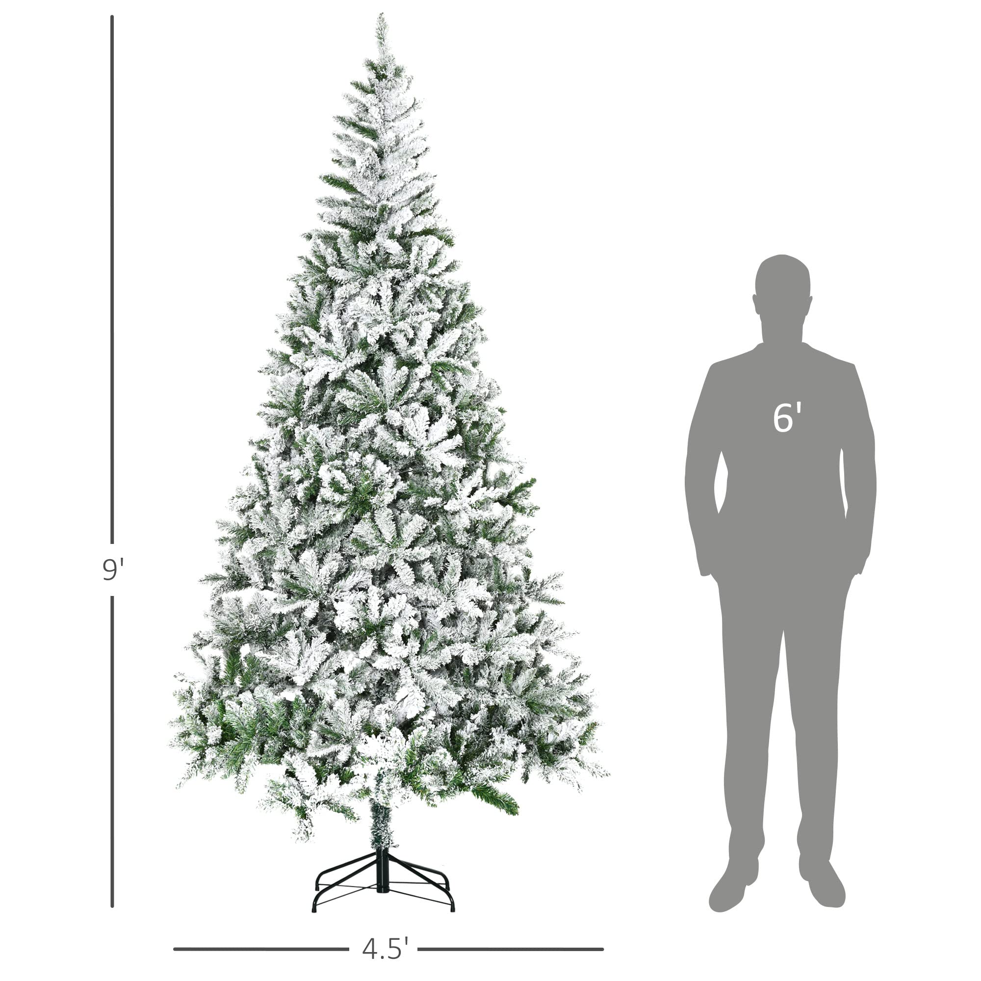HOMCOM 7.5 Foot Artificial Christmas Tree, Nordic Pine Hinged Xmas Tree with 1218 Realistic Branches, Wide Steel Base, Auto Open, Green