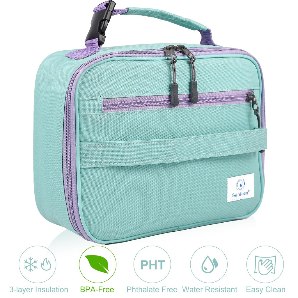 Genteen Lunch Box Kids, Insulated Lunch Bag Kids Boys Girls Back to School, Soft Lunch Box for Men Reusable Lunchbox for Office,Outdoor,School (Black)