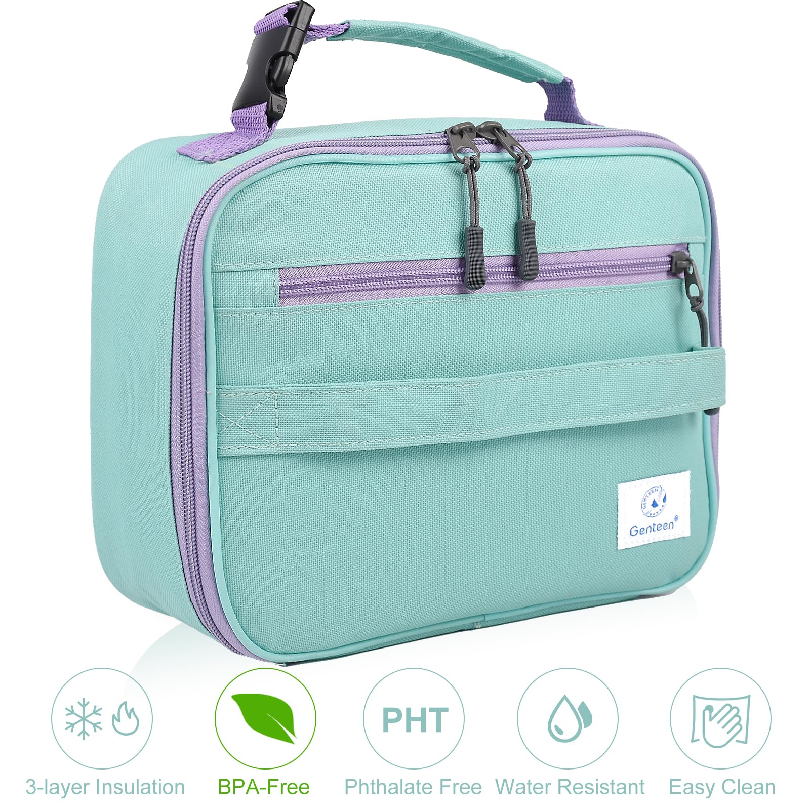 Genteen Lunch Box Kids, Insulated Lunch Bag Kids Boys Girls Back to School, Soft Lunch Box for Men Reusable Lunchbox for Office,Outdoor,School (Black)