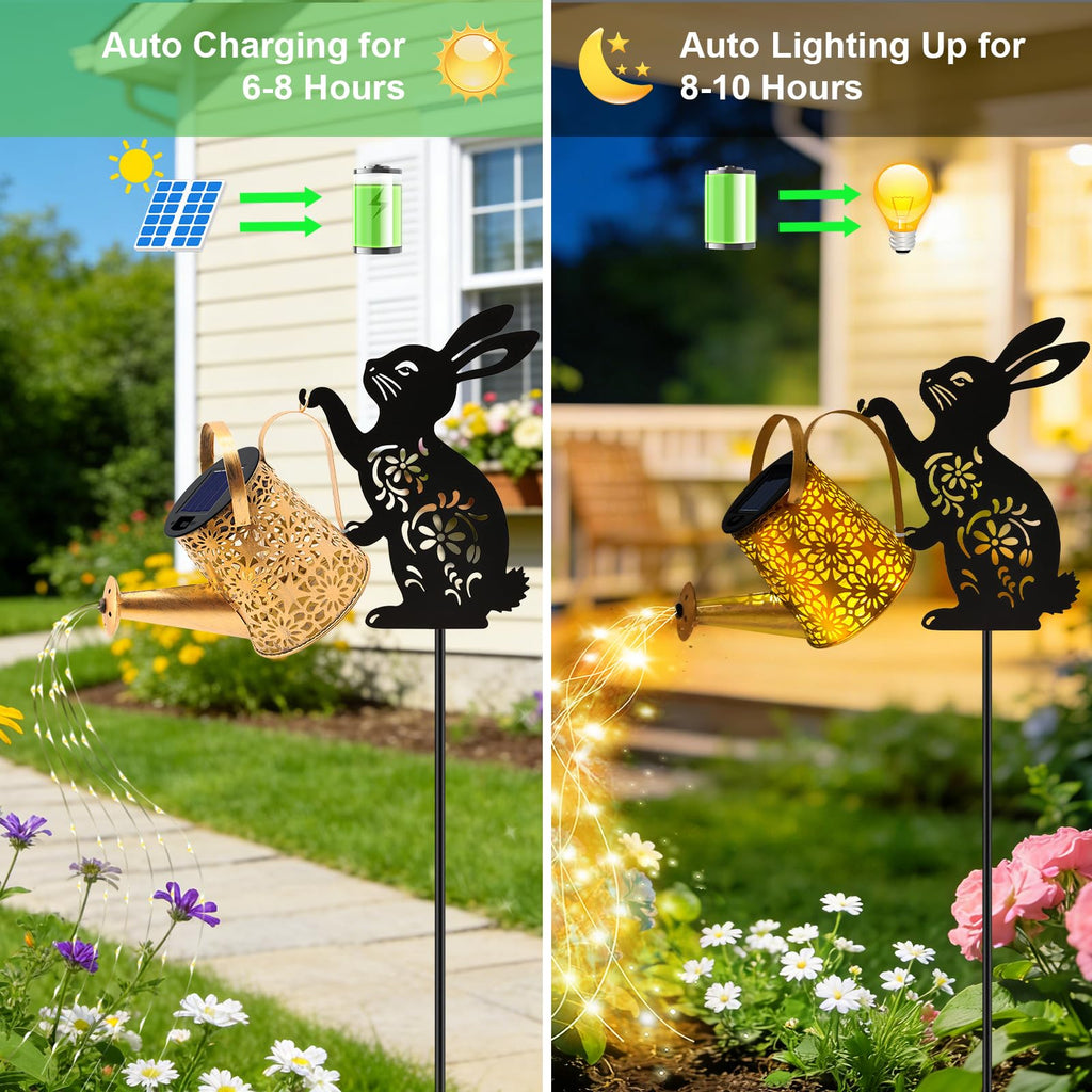 Solar Watering Can Lights, Cat Hanging Lantern Solar Lights Outdoor, Cat Lover Gifts for Mom Women Birthday Mother's Day Christmas, Waterproof Garden Decor Outside Patio Yard Pathway Backyard
