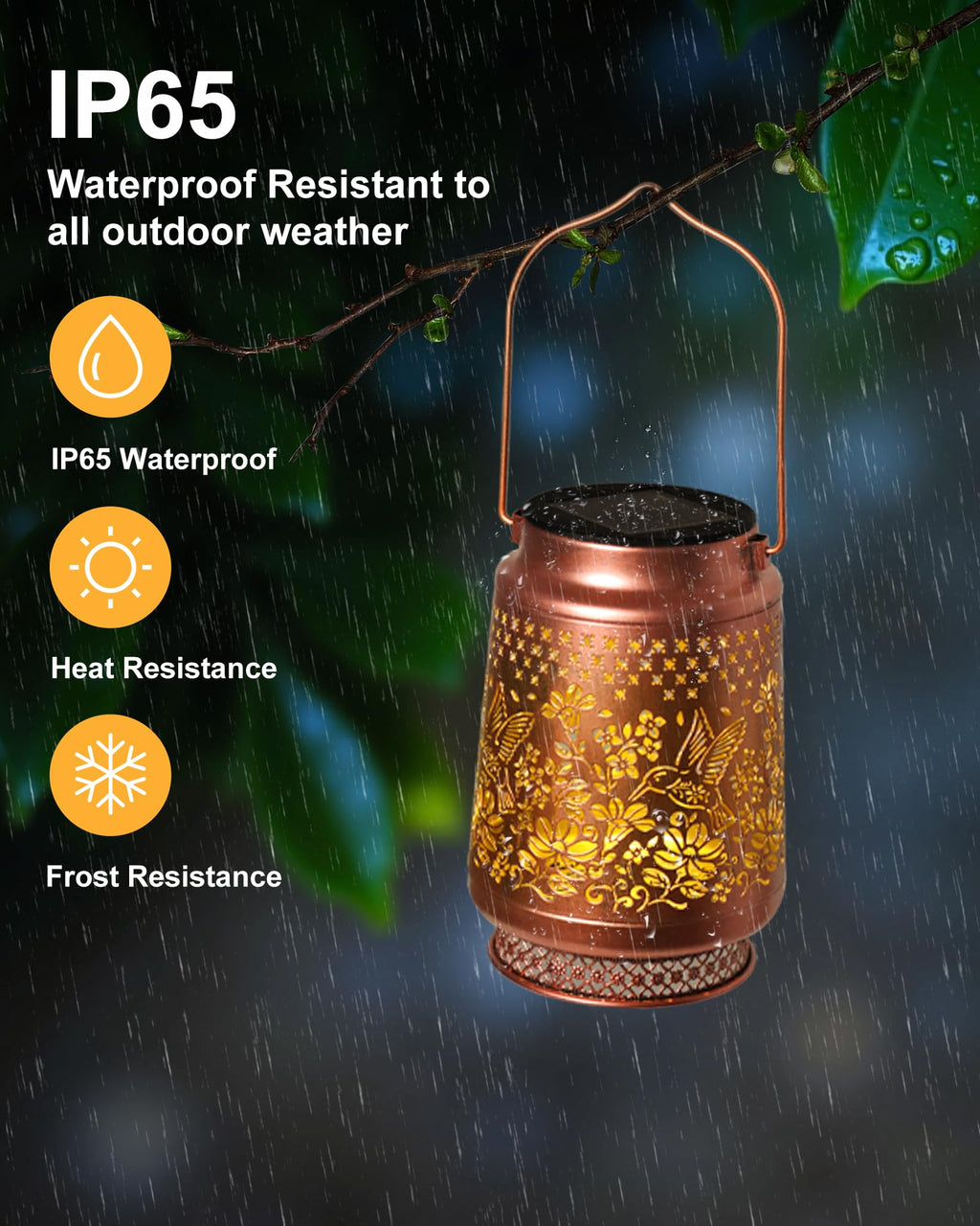 Solar Lanterns Outdoor Waterproof Hummingbird Elegant Garden Decor Birthday Gifts for Women Mom Grandma Sister Metal Hanging Solar Lights Outside Gardening Decorations for Backyard, Patio, Lawn, Porch