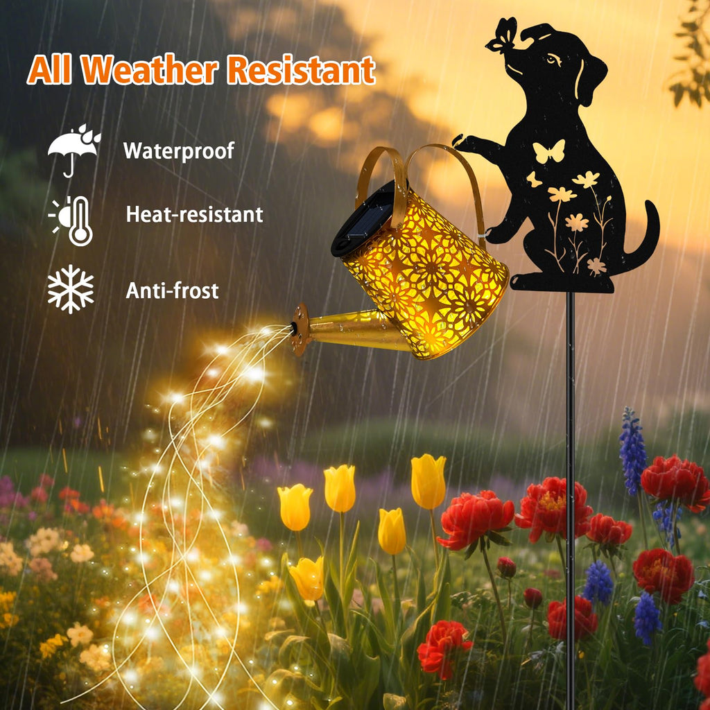 Solar Watering Can Lights, Cat Hanging Lantern Solar Lights Outdoor, Cat Lover Gifts for Mom Women Birthday Mother's Day Christmas, Waterproof Garden Decor Outside Patio Yard Pathway Backyard