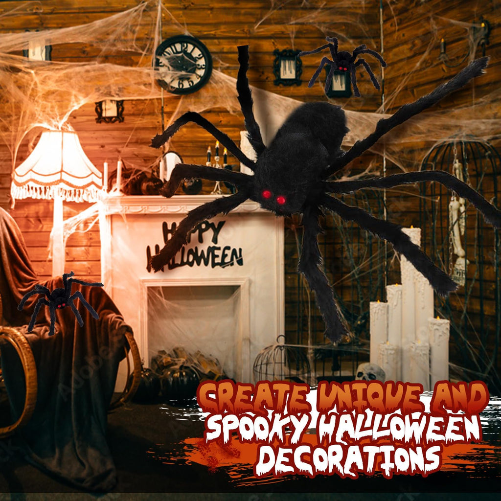 Giant Spider 6.6 Ft, 78" Halloween Decorations Fake Halloween Decor Spiders Large, Furry Spiders for Outdoor Indoor Yard Home Costumes Party House Décor, 1 Pack