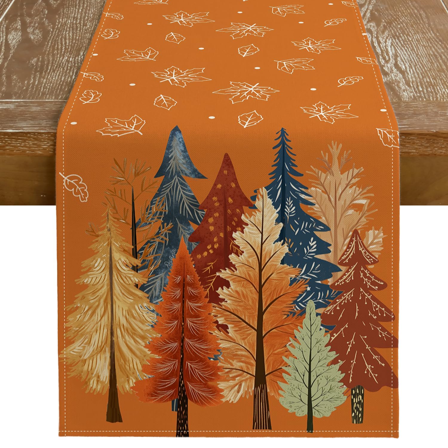 GEEORY Christmas Table Runner 13x72 Inch, Xmas Trees Snowflakes Winter Holiday Decorative Farmhouse Table Decorations for Kitchen Dinning, Indoor Outdoor Dinner Party Decor (Red) GT150-72