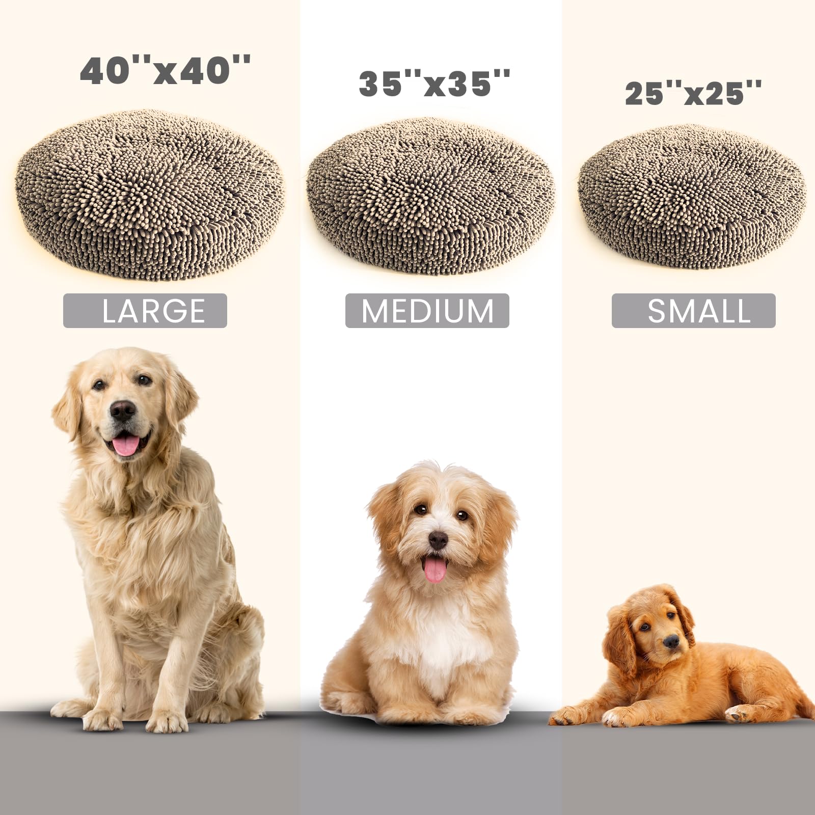 Muddy Mat® Cloud K-9 Bed for Dogs & Cats, Soft & Relaxing Donut Dog Bed, Chenille Material, Removable Cover, Washable & Dryer Safe–Black Small(25'x25')
