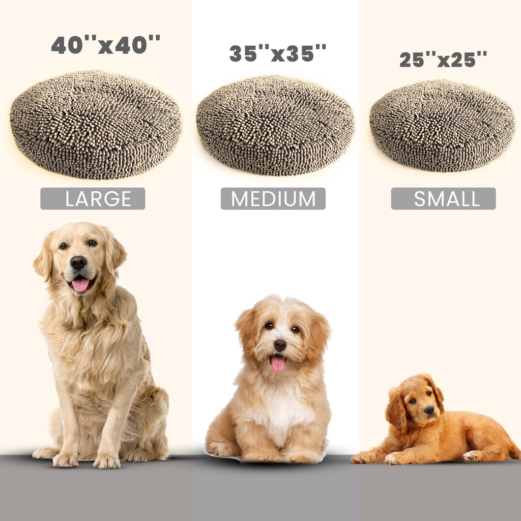 Muddy Mat® Cloud K-9 Bed for Dogs & Cats, Soft & Relaxing Donut Dog Bed, Chenille Material, Removable Cover, Washable & Dryer Safe–Black Small(25'x25')