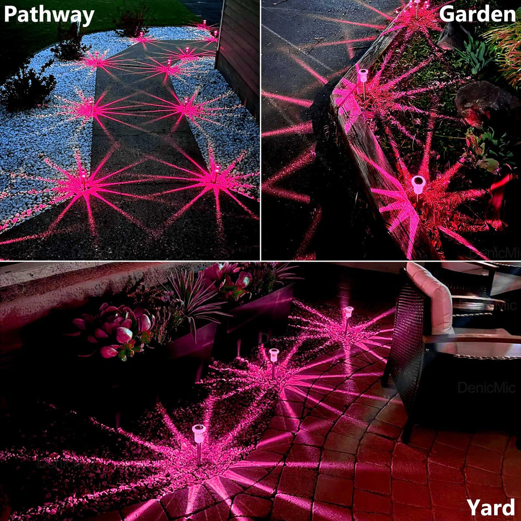 DenicMic Solar Lights Outdoor 10 Pack Waterproof 6000K Cold White LED Stainless Steel Stake Outside Lights for Yard Pathway Garden Driveway Walkway Landscape Path Lighting