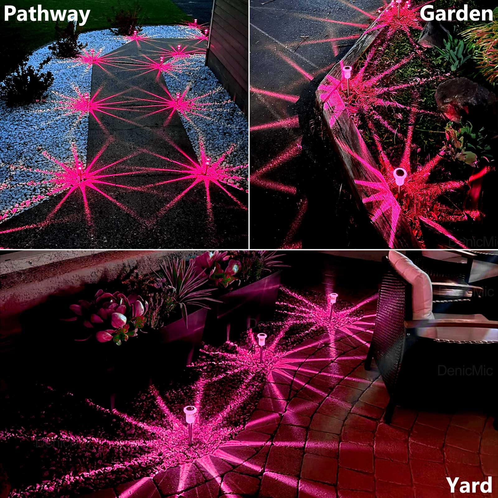 DenicMic Solar Lights Outdoor 10 Pack Waterproof 6000K Cold White LED Stainless Steel Stake Outside Lights for Yard Pathway Garden Driveway Walkway Landscape Path Lighting