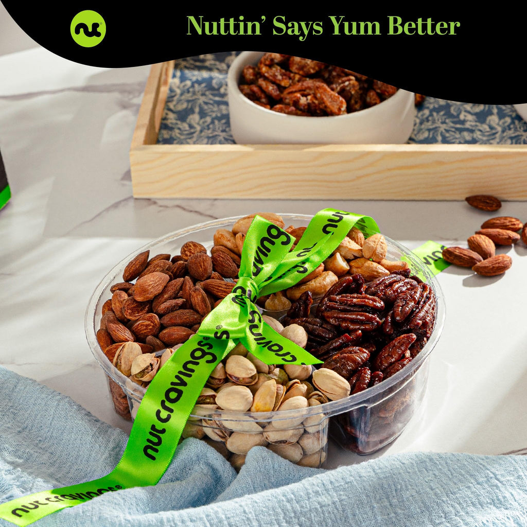 NUT CRAVINGS - Fathers Day Treats, Gift For Dad, Mixed Nuts Heart Shaped Gift Basket, Love in A Box (6 Assortments, 2 LB) Romantic Food Arrangement, Healthy Snack Care Package, Food Assortments