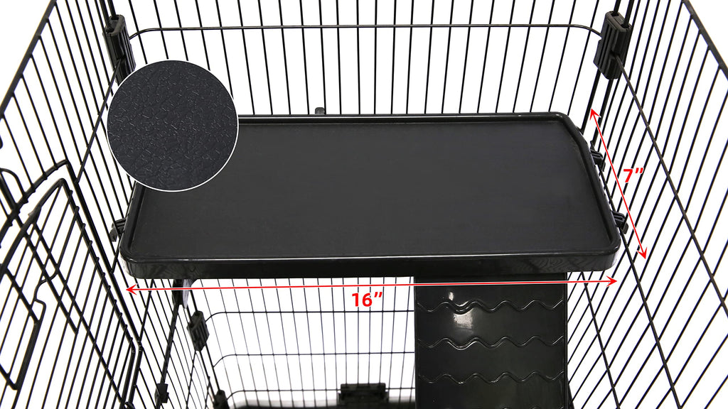 Homey Pet 3 Levels Chinchilla Ferret Pet Crate Small Animals Cages for Rat, Hamster, Guinea Pig, Squirrel, Include Caster Tray and Urine Guard (Black)