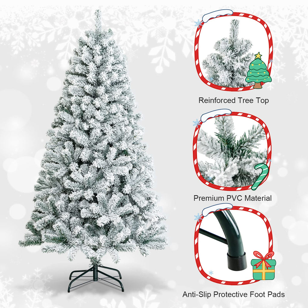 Goplus 7FT Pre-Lit Artificial Christmas Tree Auto-Spread/Close up Branches 11 Flash Modes with Multicolored 400 LED Lights & Metal Stand