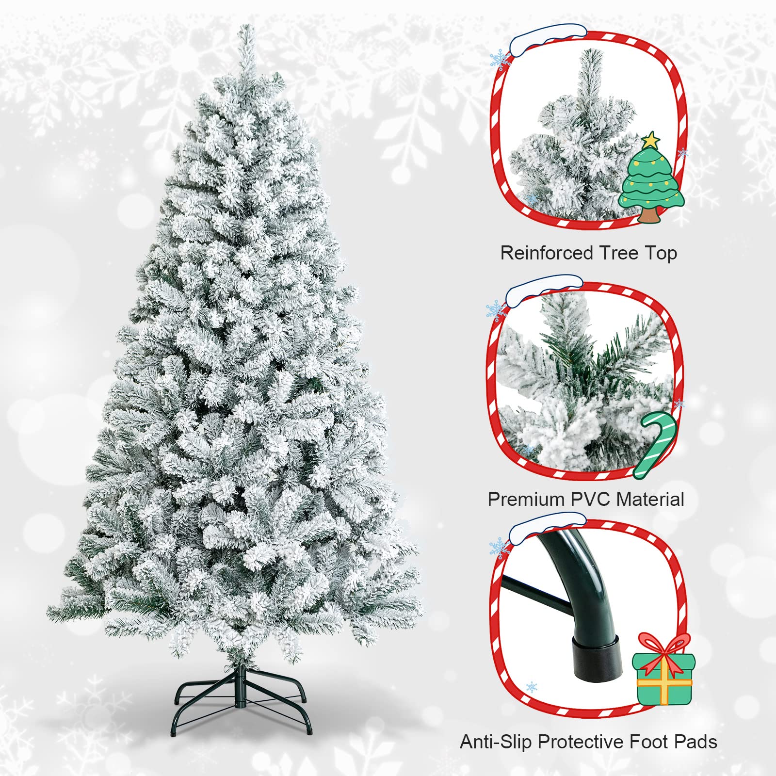 Goplus 7FT Pre-Lit Artificial Christmas Tree Auto-Spread/Close up Branches 11 Flash Modes with Multicolored 400 LED Lights & Metal Stand