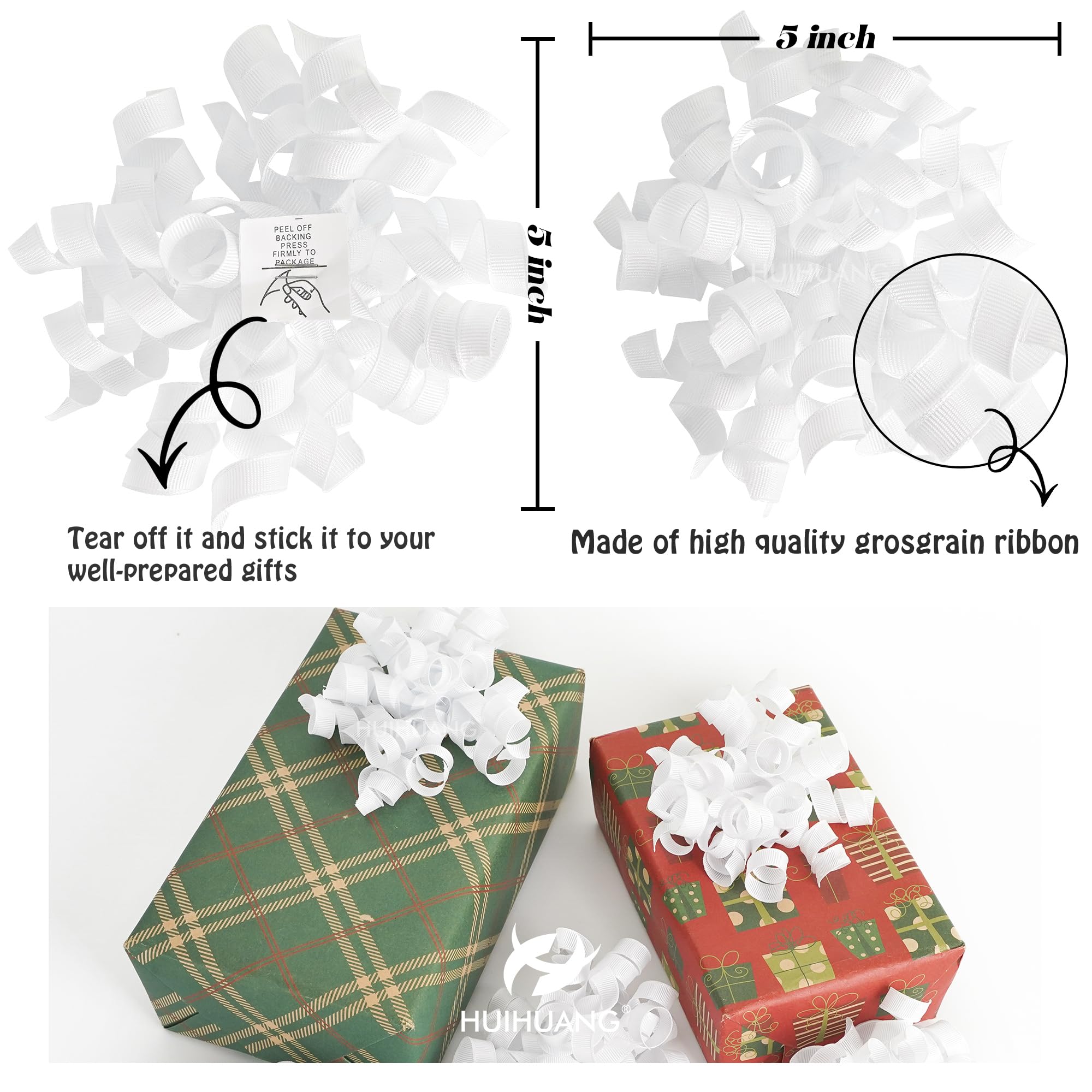 HUIHUANG Green Curly Gift Bows Self Adhesive Sage Green Burst Gift Bow for Gift Wrapping, Birthday, Wedding Baby Shower Party Favors, Wine Bottle, Treat Bags- 6 Counts