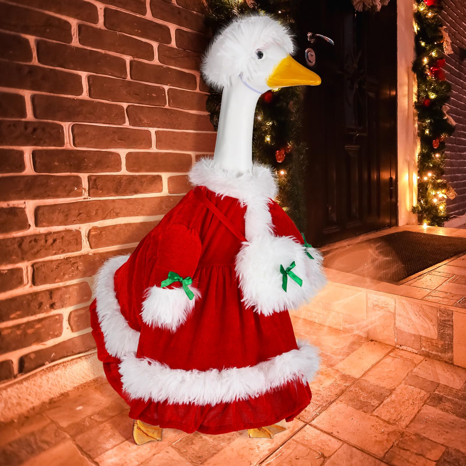 Suzile Fall Maple Porch Goose Outfit Autumn Goose Clothes for 23 Inch Cement or Plastic Geese Costume for Yard Lawn Outdoor Garden Patio Concrete Duck Statue Dress Thanksgiving Party Holiday Decor