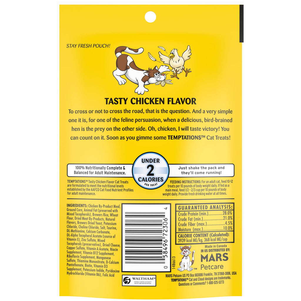 Temptations Cat Treats Classic Crunchy and Soft Cat Treats, Tasty Chicken Flavor, 30 oz. Tub