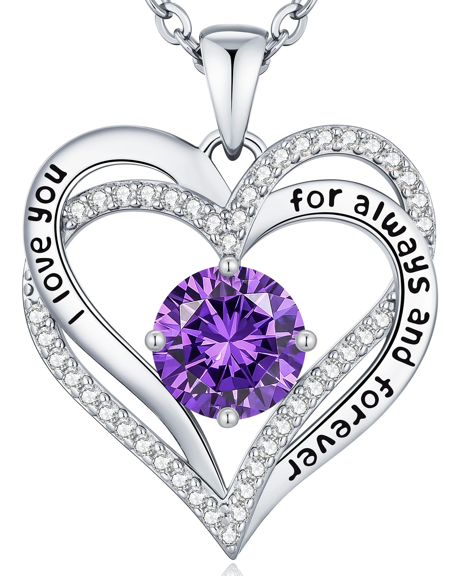 CDE Forever Love Heart Necklaces for Women, Wedding Anniversary, Valentine's，Birthday Mothers Christmas Day Gifts for Mom, Mother, Wife, S925 Silver Jewelry with Birthstone Pendant