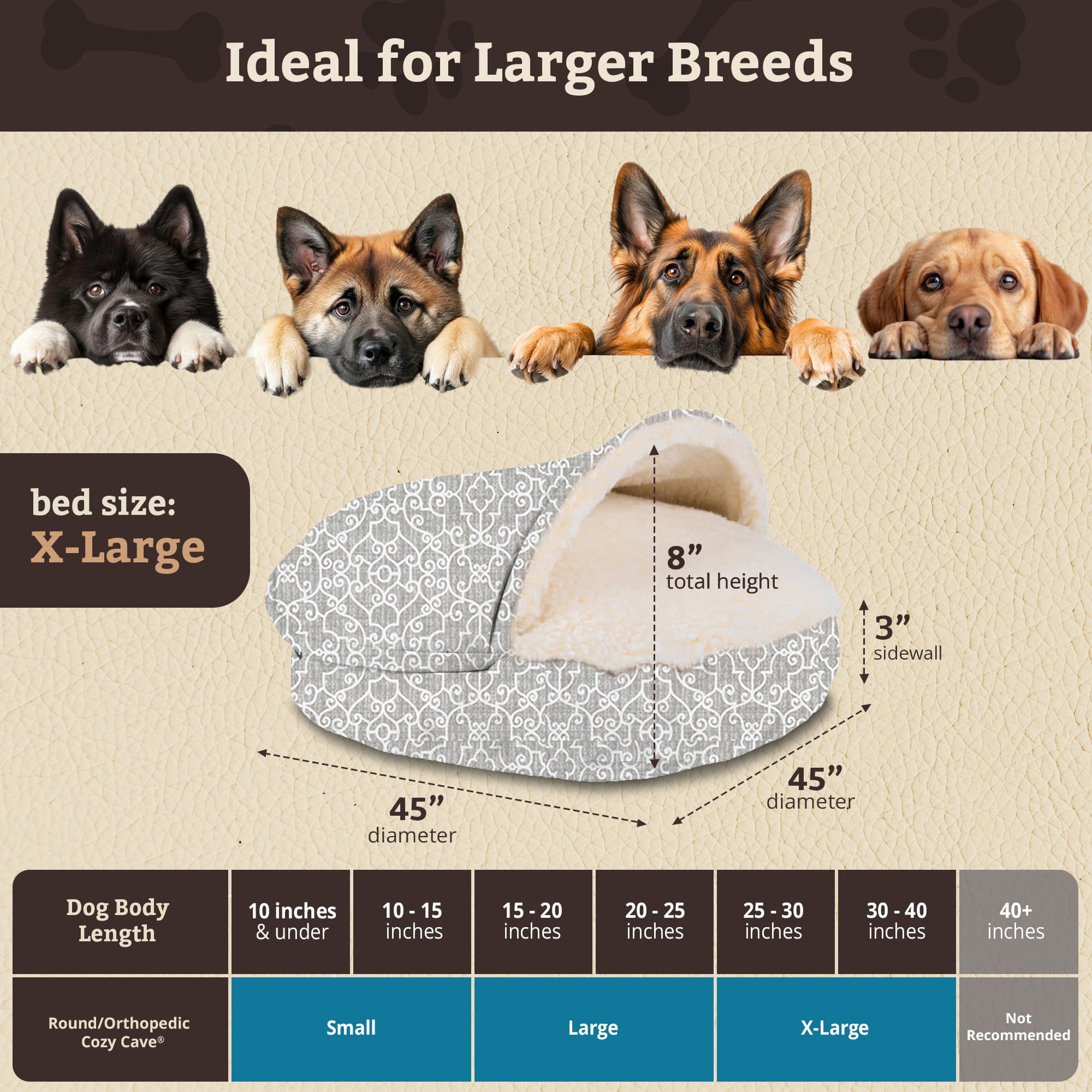 Snoozer Cozy Cave Dog Bed - Indoor Dog Bed with Cover Cave, Covered Calming Burrow for Small Sized Pets with Blanket Attached, Enclosed, Removable Washable Cover - Small, Navy