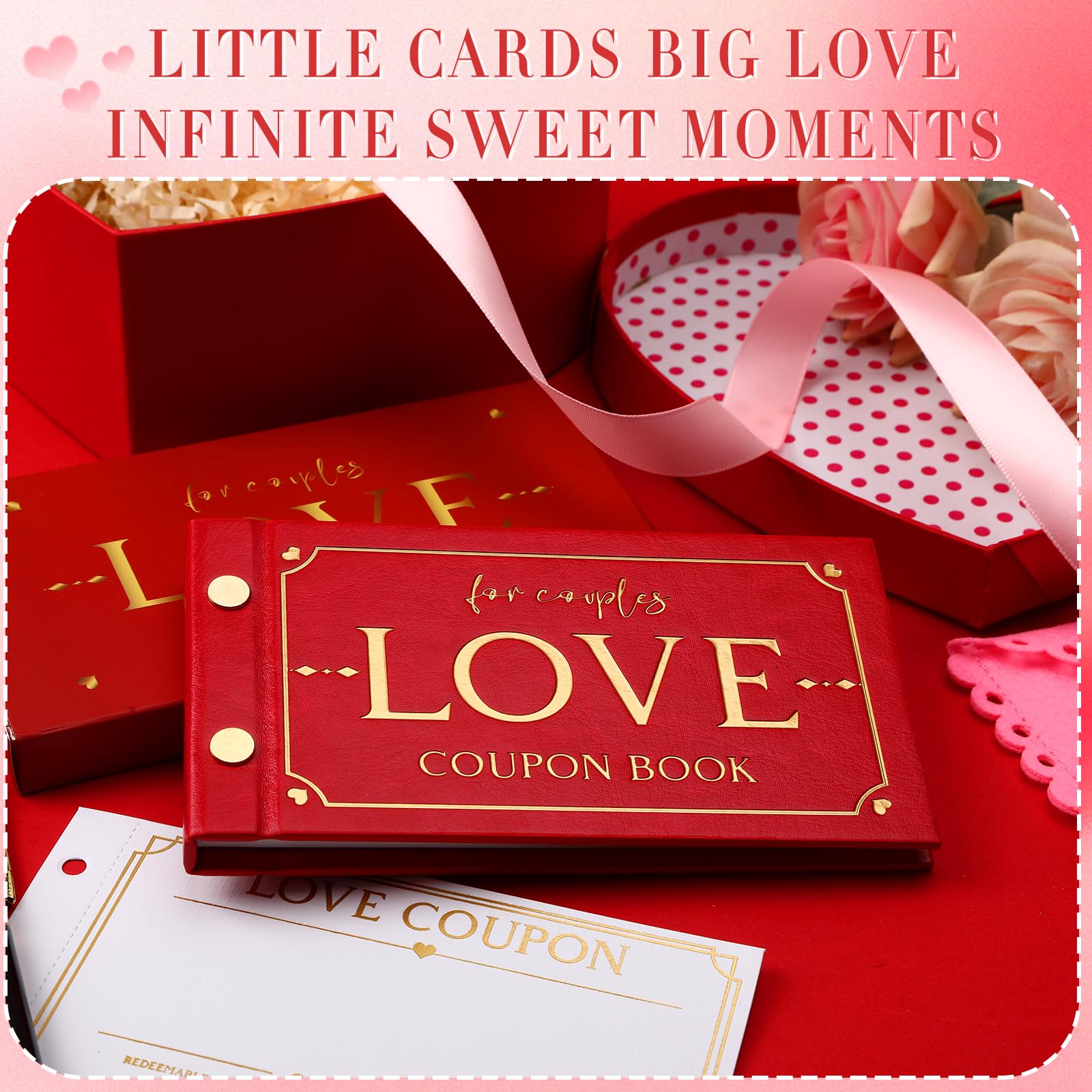 Love Coupons for Him – 30 Blank Personalized Coupons | Romantic Valentines Gifts for Him, Thoughtful Valentines Day Gifts for Husband, Cute Vday Gift for Boyfriend (Ruby Red)