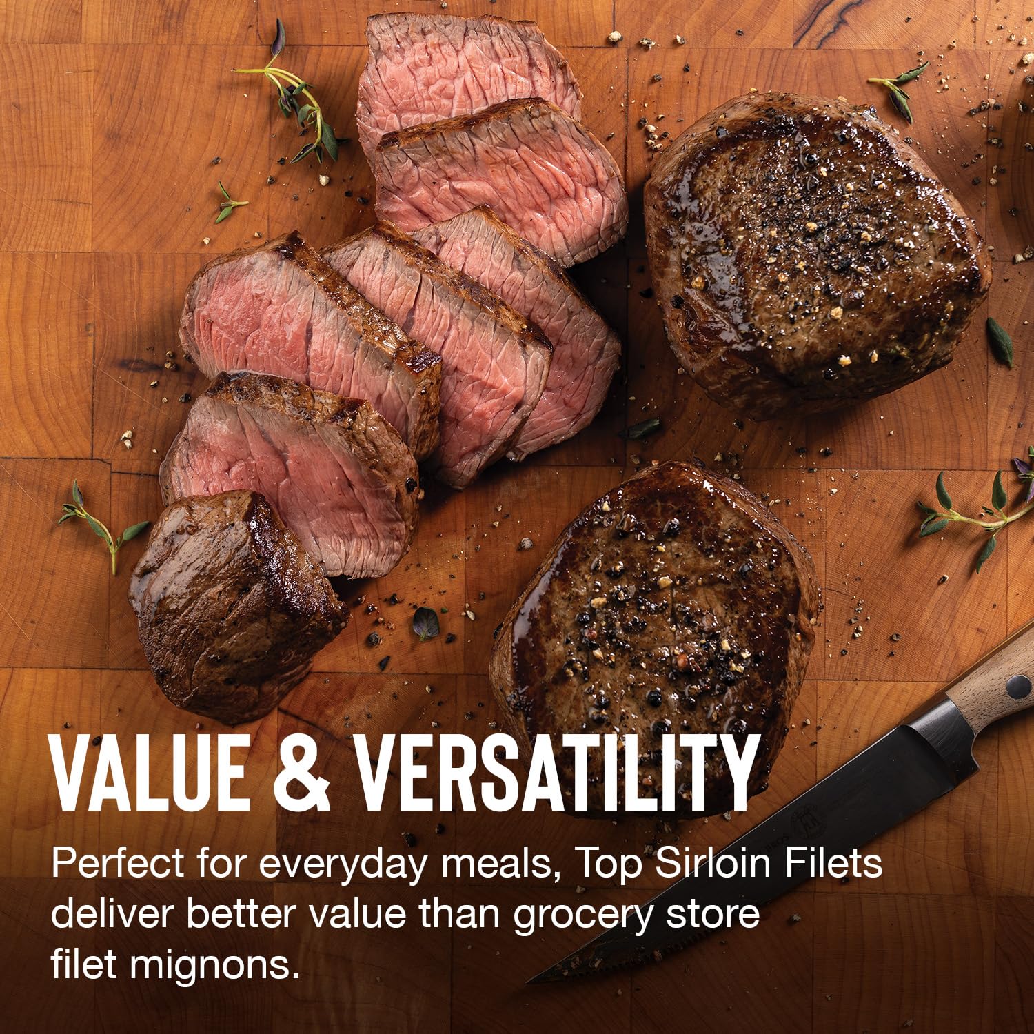 Omaha Steaks Freezer Filler, Gift-Ready or Stock Up, 25 items, 20 entrees - 4 Butcher's Cut Top Sirloins, 4 Air-Chilled Boneless Chicken Breasts, 8 Omaha Steaks Burgers, 4 Gourmet Jumbo Franks, 4 Caramel Apple Tartlets, 1 jar Omaha Steaks Seasoning