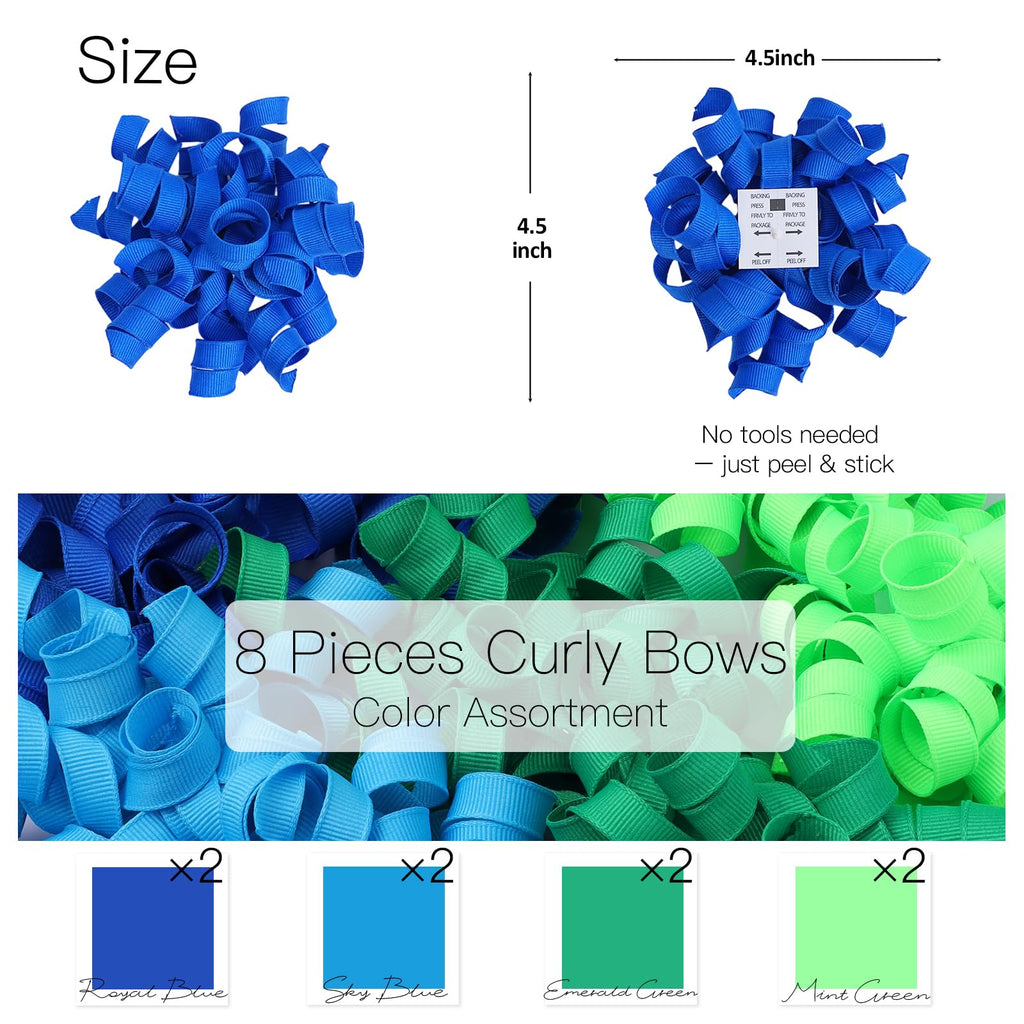 LaRibbon Rainbow Bows - Curly Ribbon Gift Bows, Self Adhesive for Birthday Party, Holiday Party Favors, Gift Wrapping - 6 Counts
