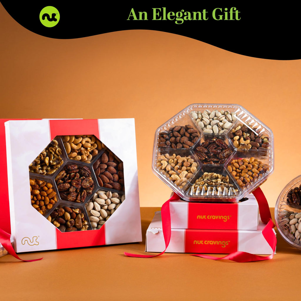 NUT CRAVINGS - Fathers Day Treats, Gift For Dad, Mixed Nuts Heart Shaped Gift Basket, Love in A Box (6 Assortments, 2 LB) Romantic Food Arrangement, Healthy Snack Care Package, Food Assortments