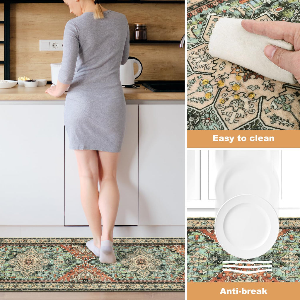 Yamaziot Christmas Kitchen Rugs Sets of 3, Non Slip Kitchen Mats for Floor with Rubber Backing, Holiday Christmas Snowflake Runner Rug Decor Home Decorations for Kitchen, Laundry Room, Hallway