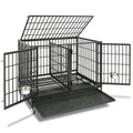 Homey Pet 37 Inch Heavy Duty Dog Crate for Medium Dogs, Stackable Dog Cage with Four Lockable Wheels, Removable Tray & Grid, Open Top, Escape Proof Dog Kennel Indoor