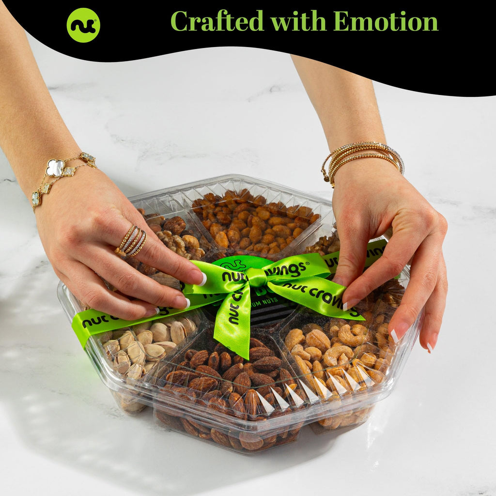 NUT CRAVINGS - Fathers Day Treats, Gift For Dad, Mixed Nuts Heart Shaped Gift Basket, Love in A Box (6 Assortments, 2 LB) Romantic Food Arrangement, Healthy Snack Care Package, Food Assortments