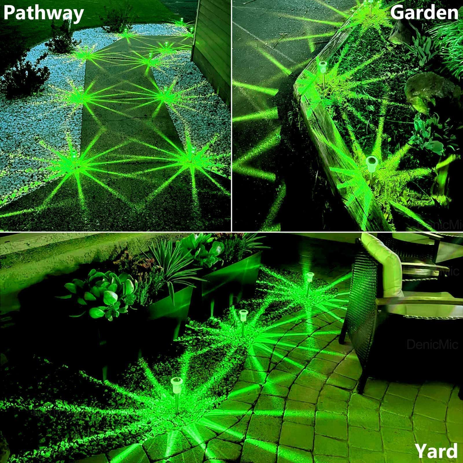 DenicMic Solar Lights Outdoor 10 Pack Waterproof 6000K Cold White LED Stainless Steel Stake Outside Lights for Yard Pathway Garden Driveway Walkway Landscape Path Lighting