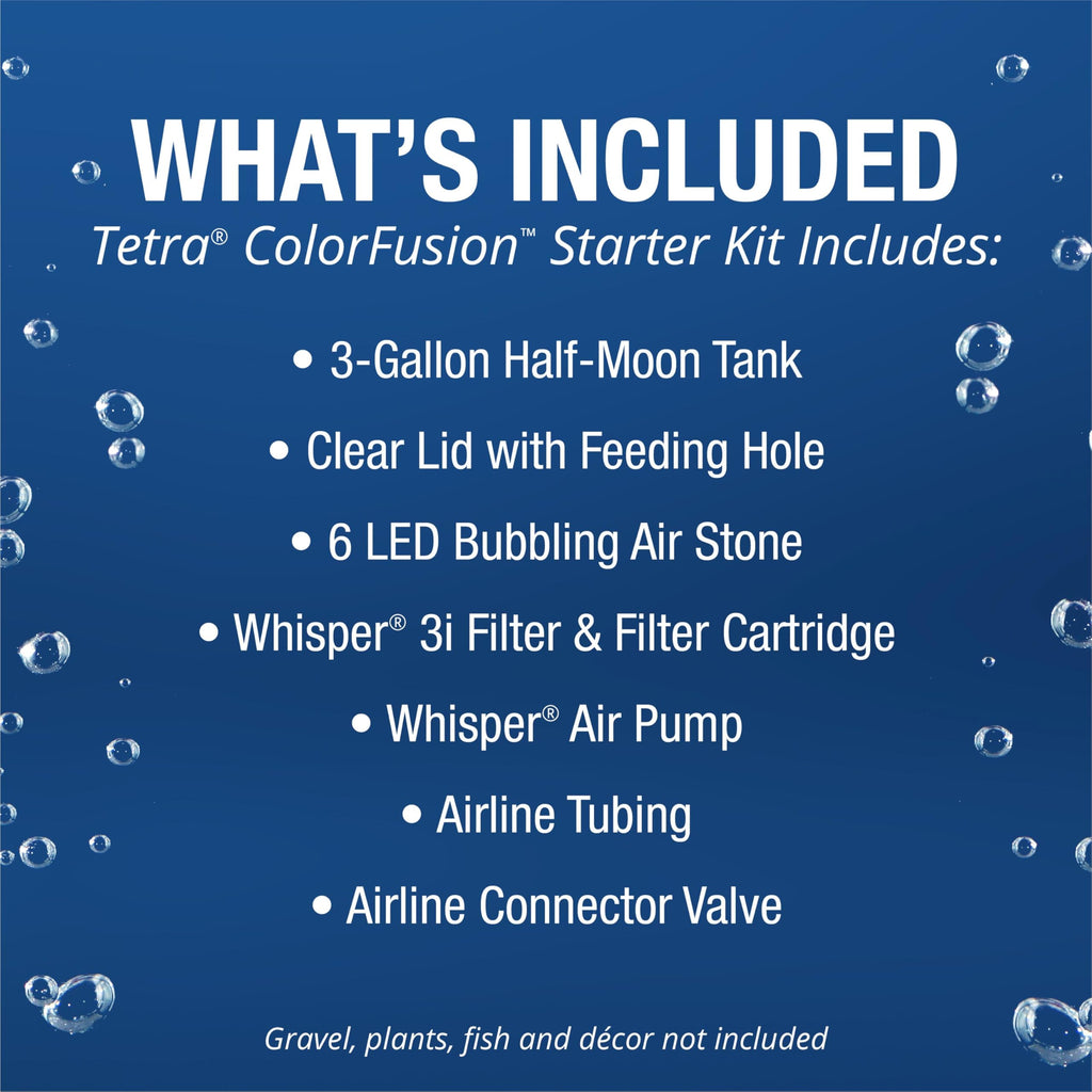 Tetra Bubbling LED Aquarium Kit 1 Gallon, Hexagon Shape, With Color-Changing Light Disc