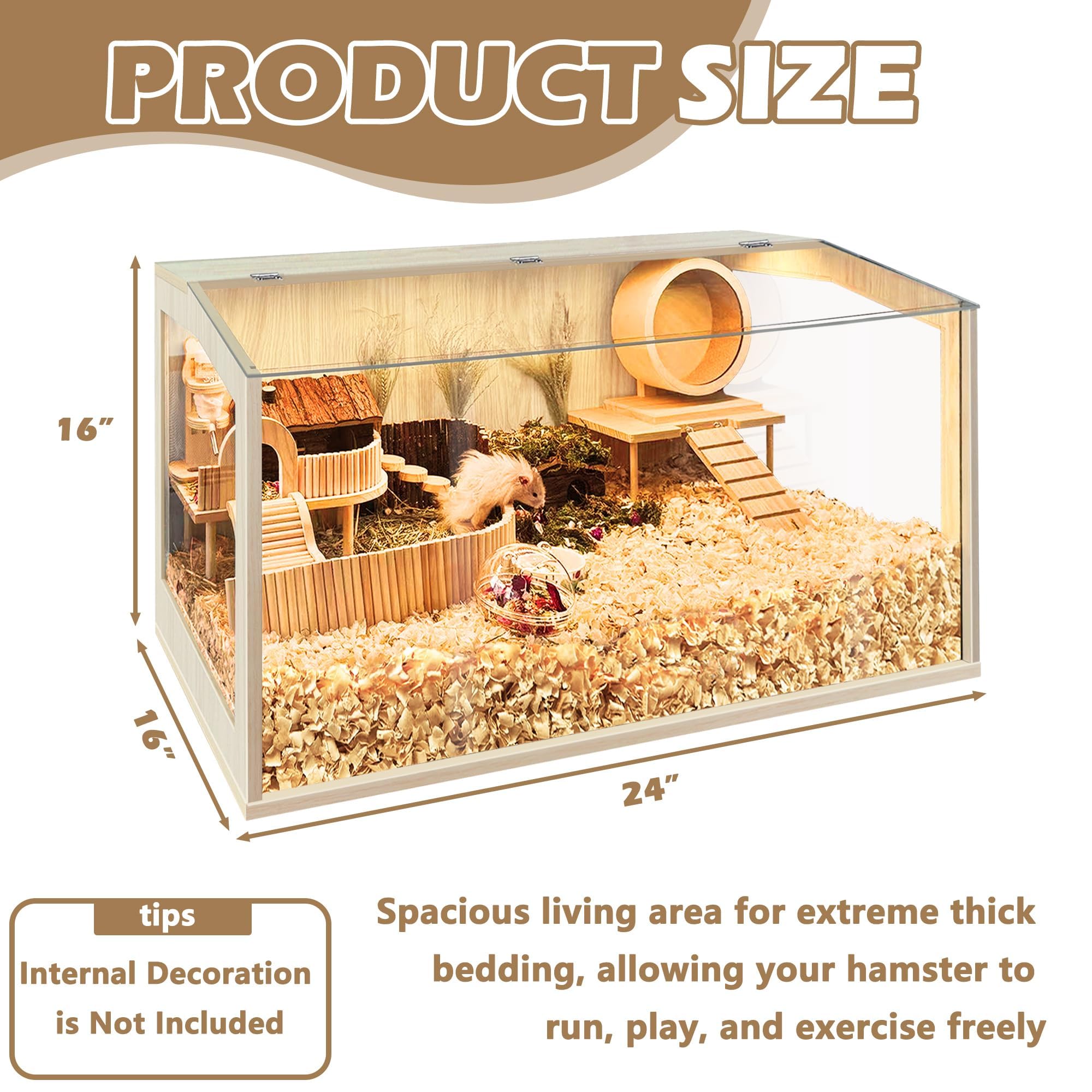 Hamster Cage Chewproof, Large Hamster Cages and Habitats, Openable Top with Acrylic Sheets, Solid Built