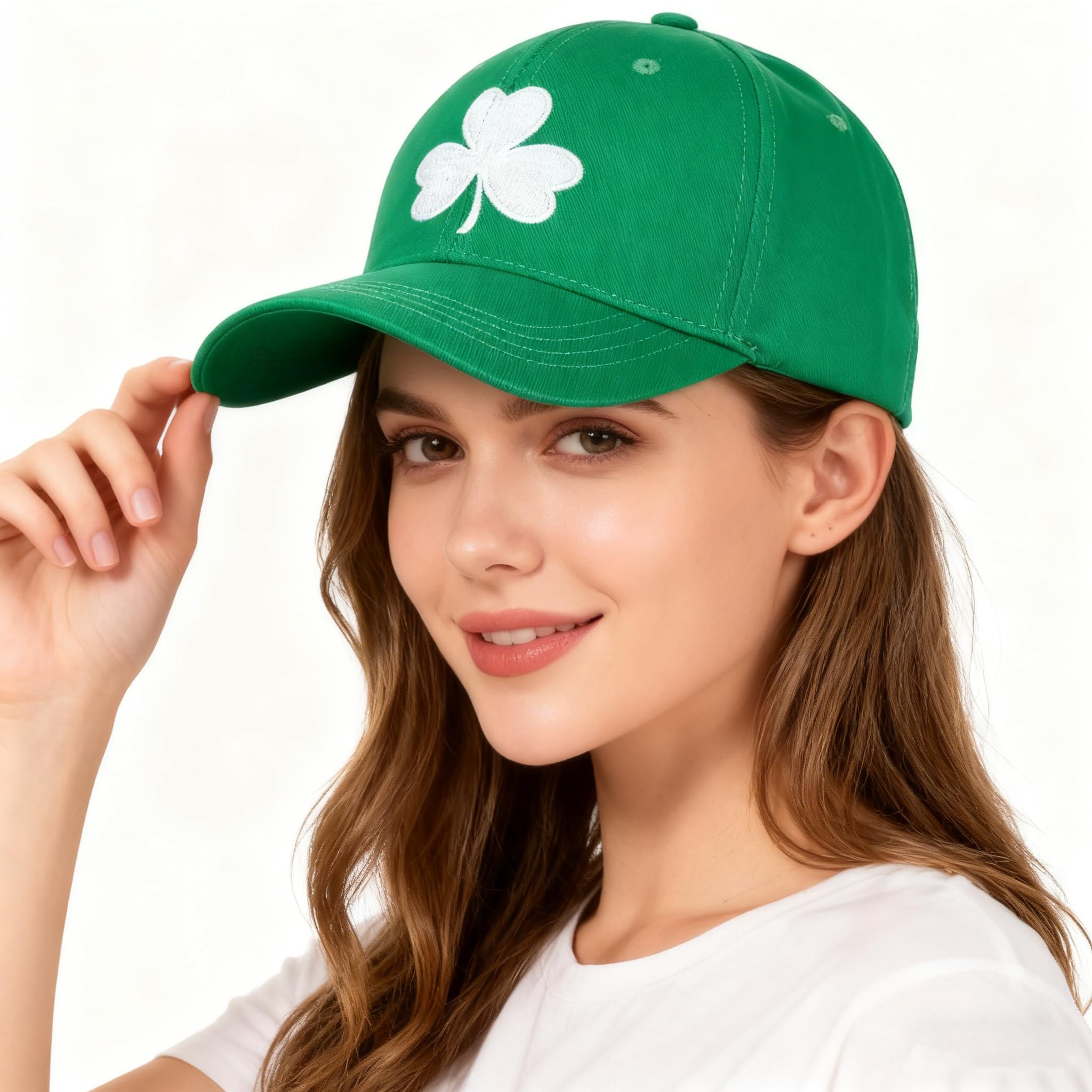 St. Patrick's Day 4 Leaf Clover Baseball Hat Adjustable Embroidery Shamrock Baseball Cap for Men and Women